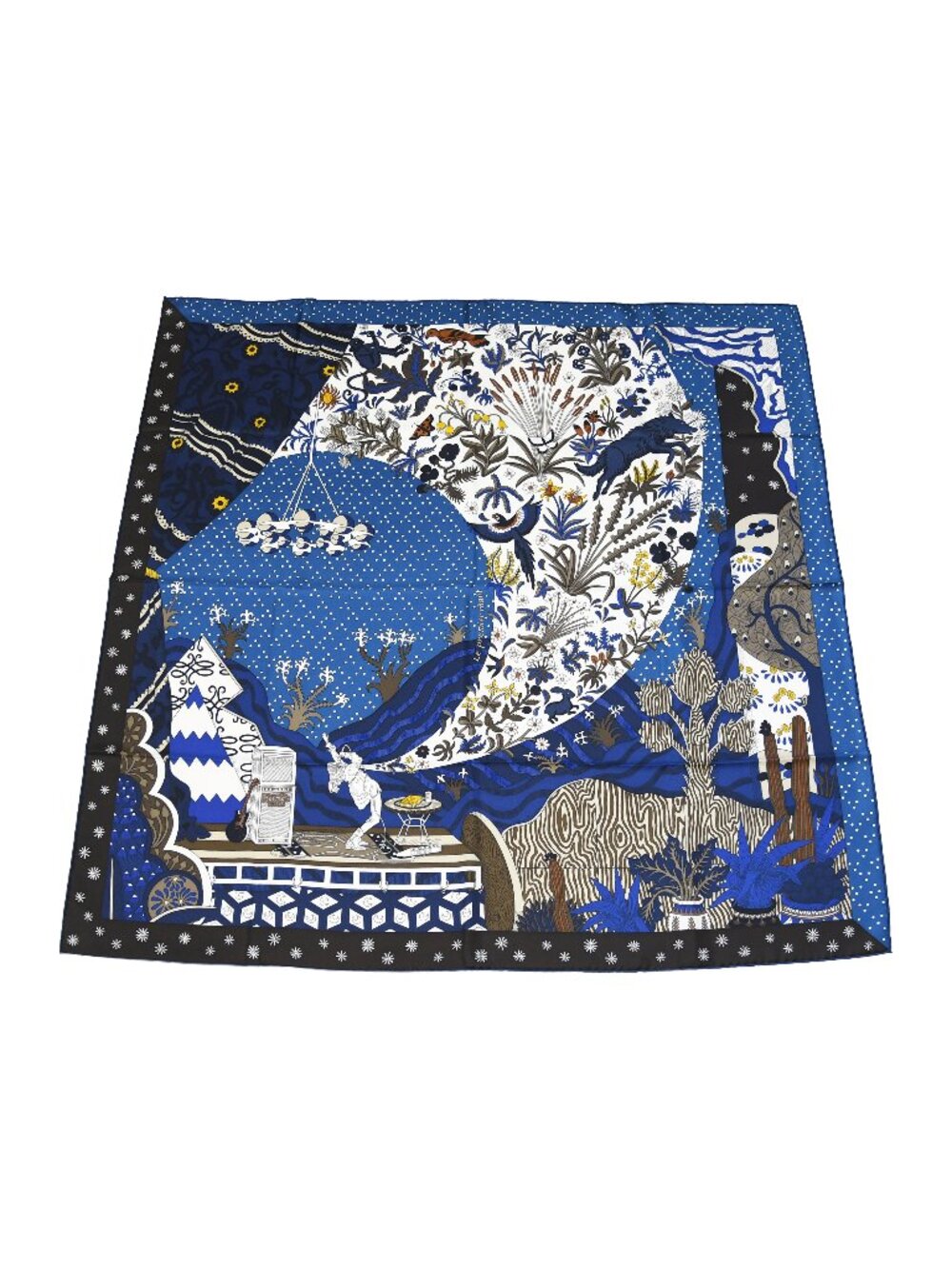 Hermes Le Premier Chant Silk Square Scarf Blue